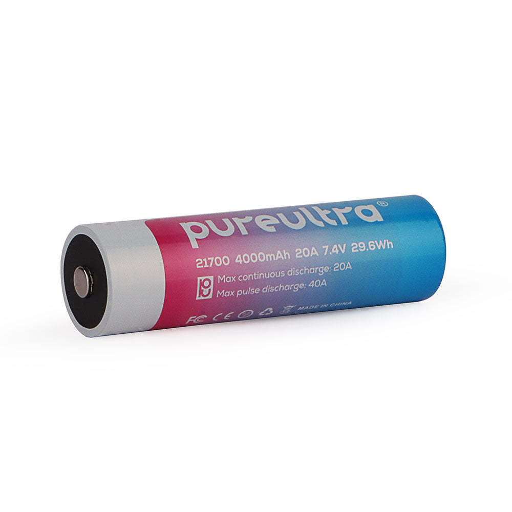 PureUltra IMR21700 4000mAh 3.7V 20A without PCB flat top Lithium-ion rechargeable battery