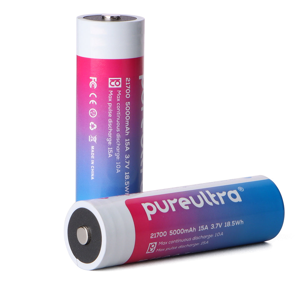 PureUltra IMR21700 5000mAh 3.7V with PCB Lithium-ion Rechargeable Battery, Flat Top